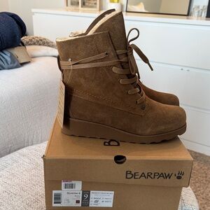 BearPaw Krista Tan Lace-Up Suede Boots